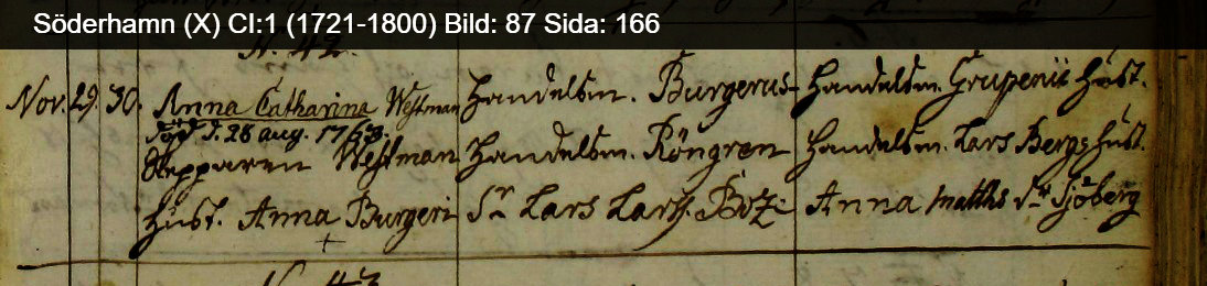 D&oslash;bt i S&ouml;derhamn kirke